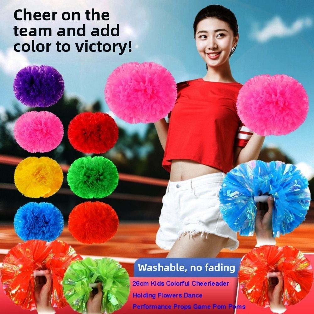 26cm 어린이 게임 폼폼 다채로운 색상 PET 치어리 - Cheerleading Pom Pom 리뷰 및 가격