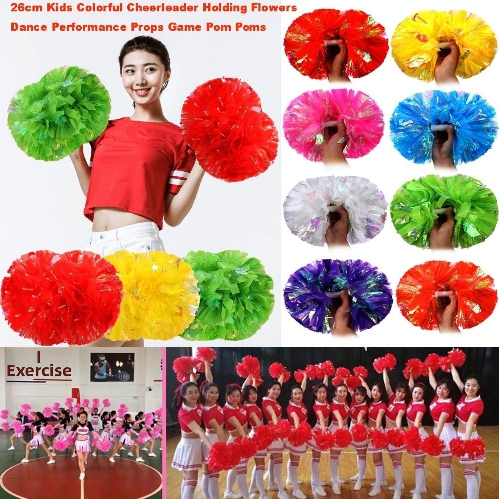 26cm 어린이 게임 폼폼 다채로운 색상 PET 치어리 - Cheerleading Pom Pom 리뷰 및 가격