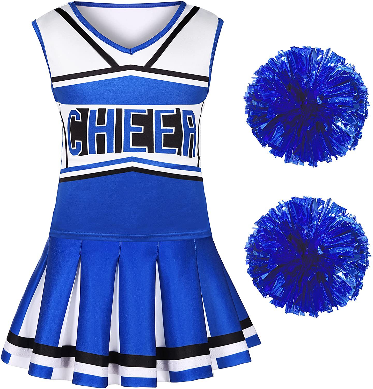 파란색 귀여운 치어 리더 복장 소녀 드레스 Poms P - Cheerleading Pom Pom 리뷰 및 가격