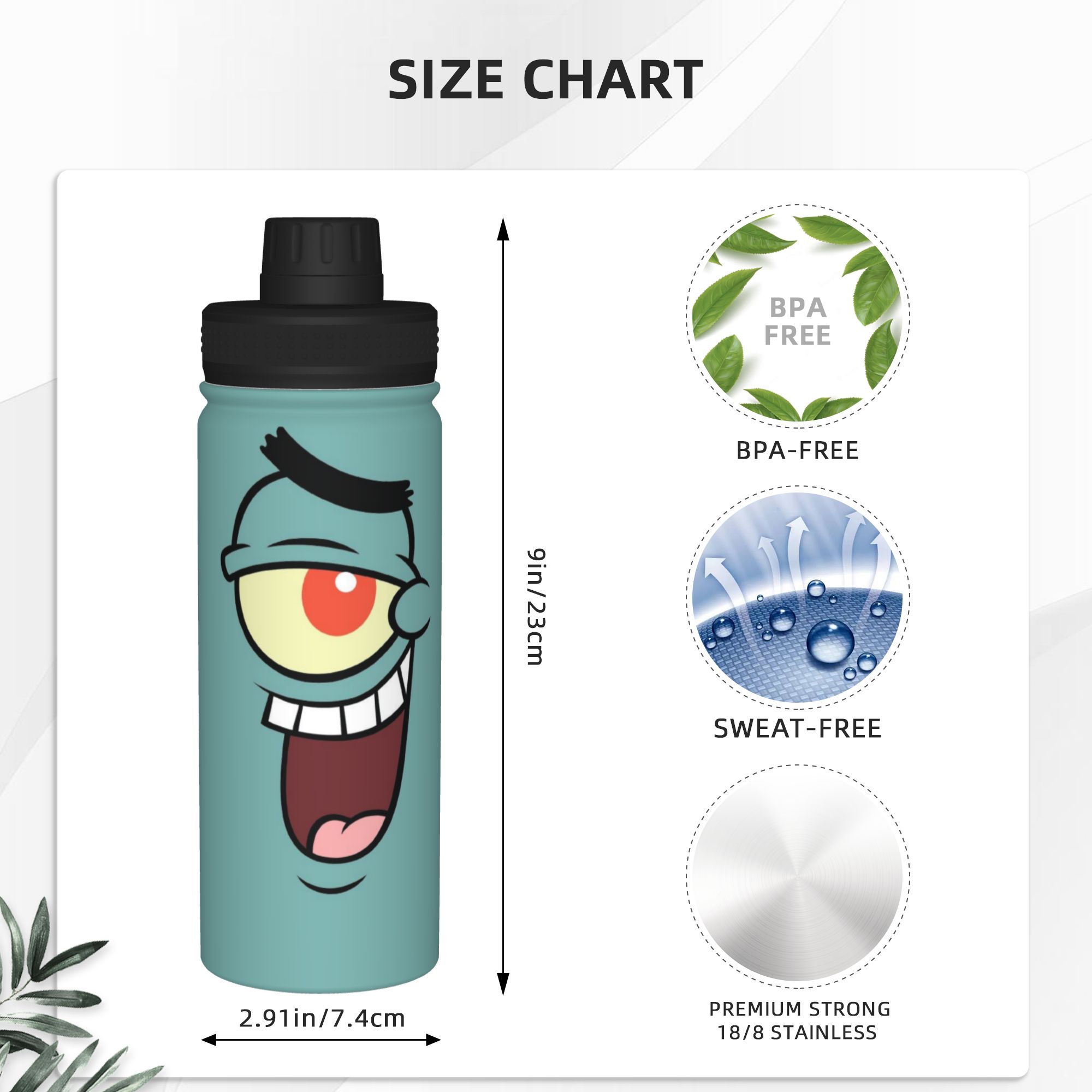 스폰지밥 만화 18온스 스포츠 보온병 보온컵 스테인리스 - Sports Water Bottle Insulated 리뷰 및 가격