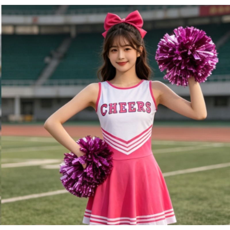 여성용 치어리딩 댄스 의상 세트 4종 유니폼, 나비넥타 - Cheerleading Pom Pom 리뷰 및 가격