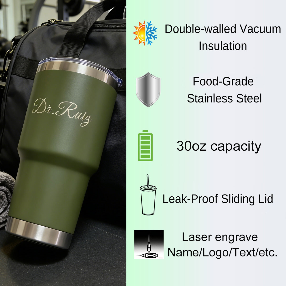 맞춤형 개인화 30온스 진공 단열 스테인리스 스틸 대용 - Sports Water Bottle Insulated 리뷰 및 가격