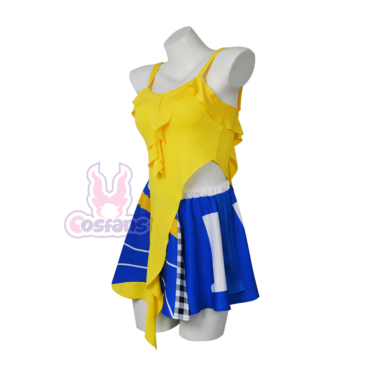 섹시한 치어리더 의상, 노란색 크롭탑, 파란색 주름 스 - Cheerleading Pom Pom 리뷰 및 가격